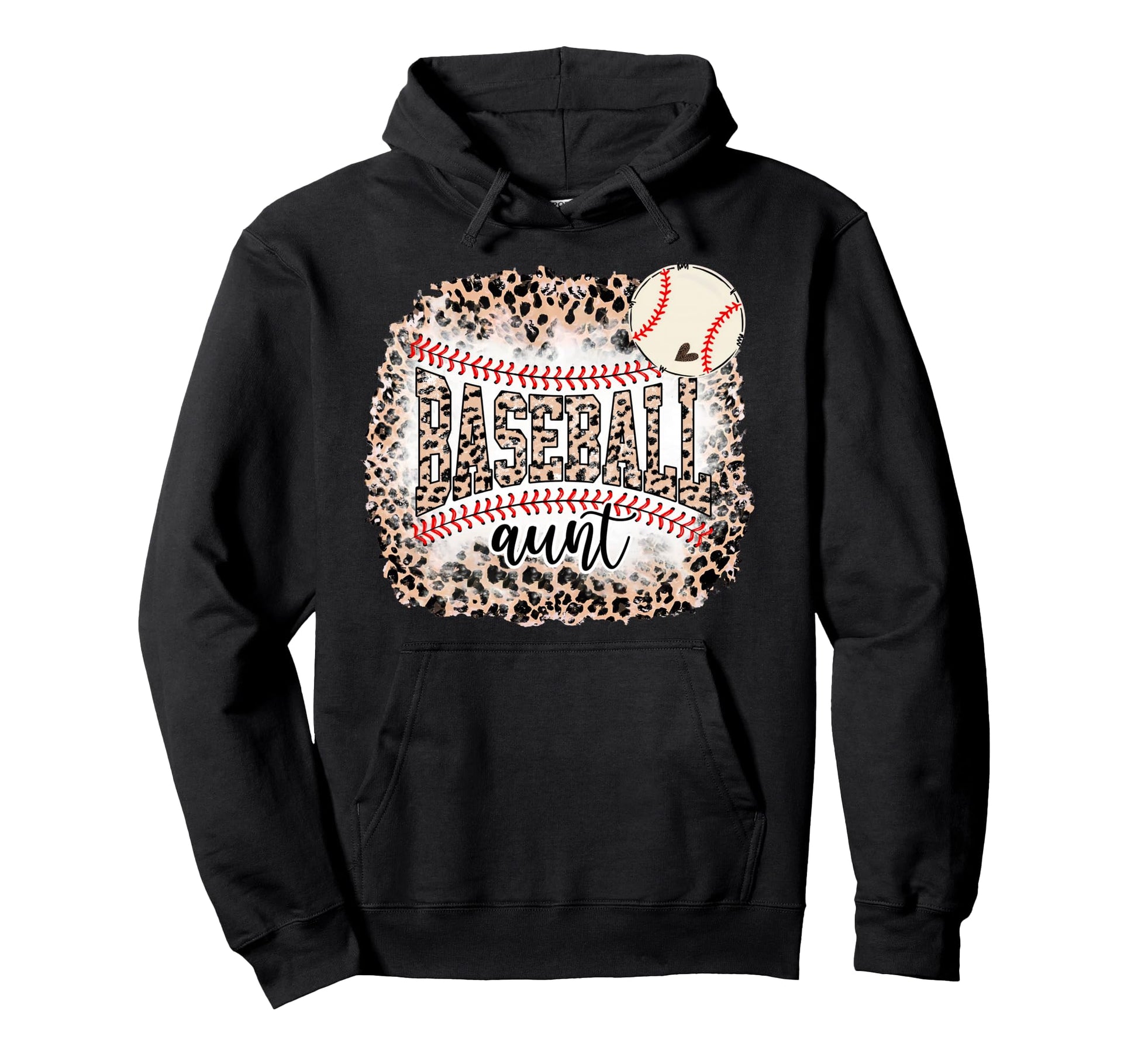 Baseball Aunt Leopard Softball Auntie Hoodie - Unique Graphic for Adults - T-Shirt, Sweatshirt, Hoodie