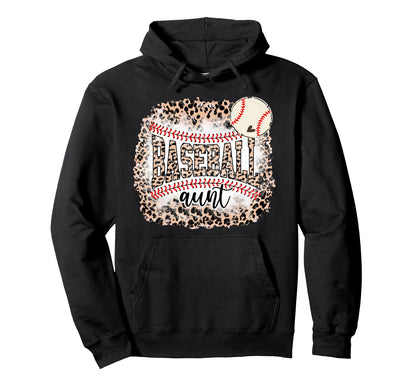 Baseball Aunt Leopard Softball Auntie Hoodie - Unique Graphic for Adults - T-Shirt, Sweatshirt, Hoodie