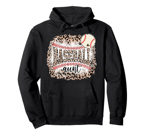 Baseball Aunt Leopard Softball Auntie Hoodie - Unique Graphic for Adults - T-Shirt, Sweatshirt, Hoodie