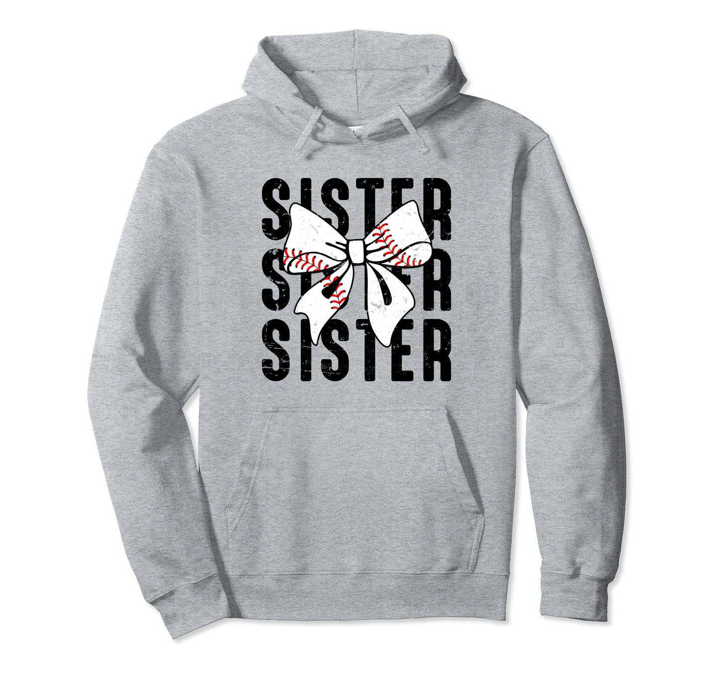 Coquette Baseball Sister Bow Baseball Hoodie - Graphic Print for Adults - T-Shirt, Sweatshirt, Hoodie