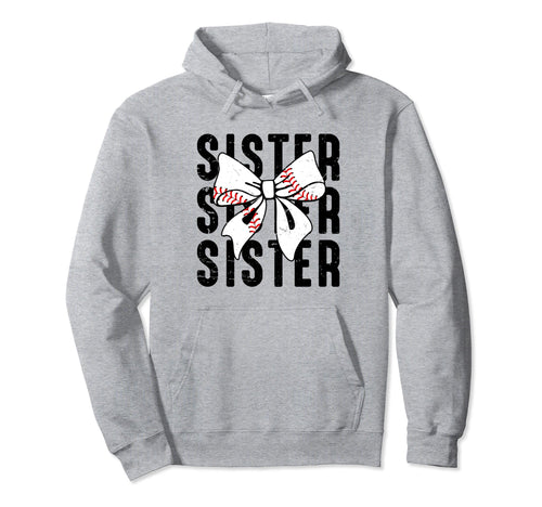 Coquette Baseball Sister Bow Baseball Hoodie - Graphic Print for Adults - T-Shirt, Sweatshirt, Hoodie