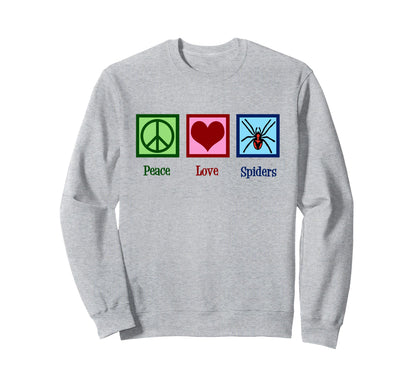 Peace Love Spiders Spider Sweatshirt - Unique Graphic Men Women - T-Shirt, Sweatshirt, Hoodie