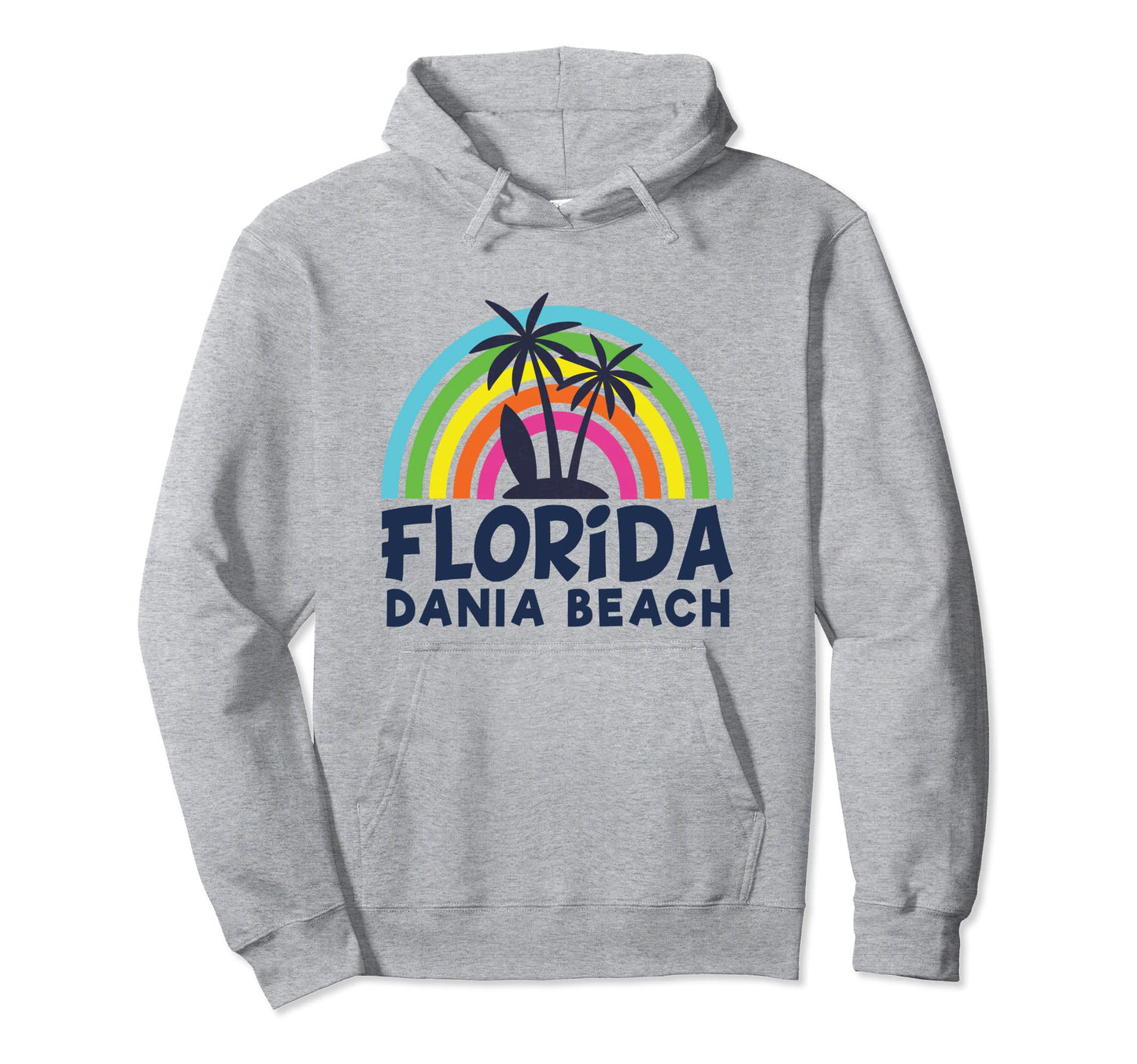 Dania Beach Fl 70S 80S Rainbow Hoodie - Casual Everyday Wear for Adults - T-Shirt, Sweatshirt, Hoodie