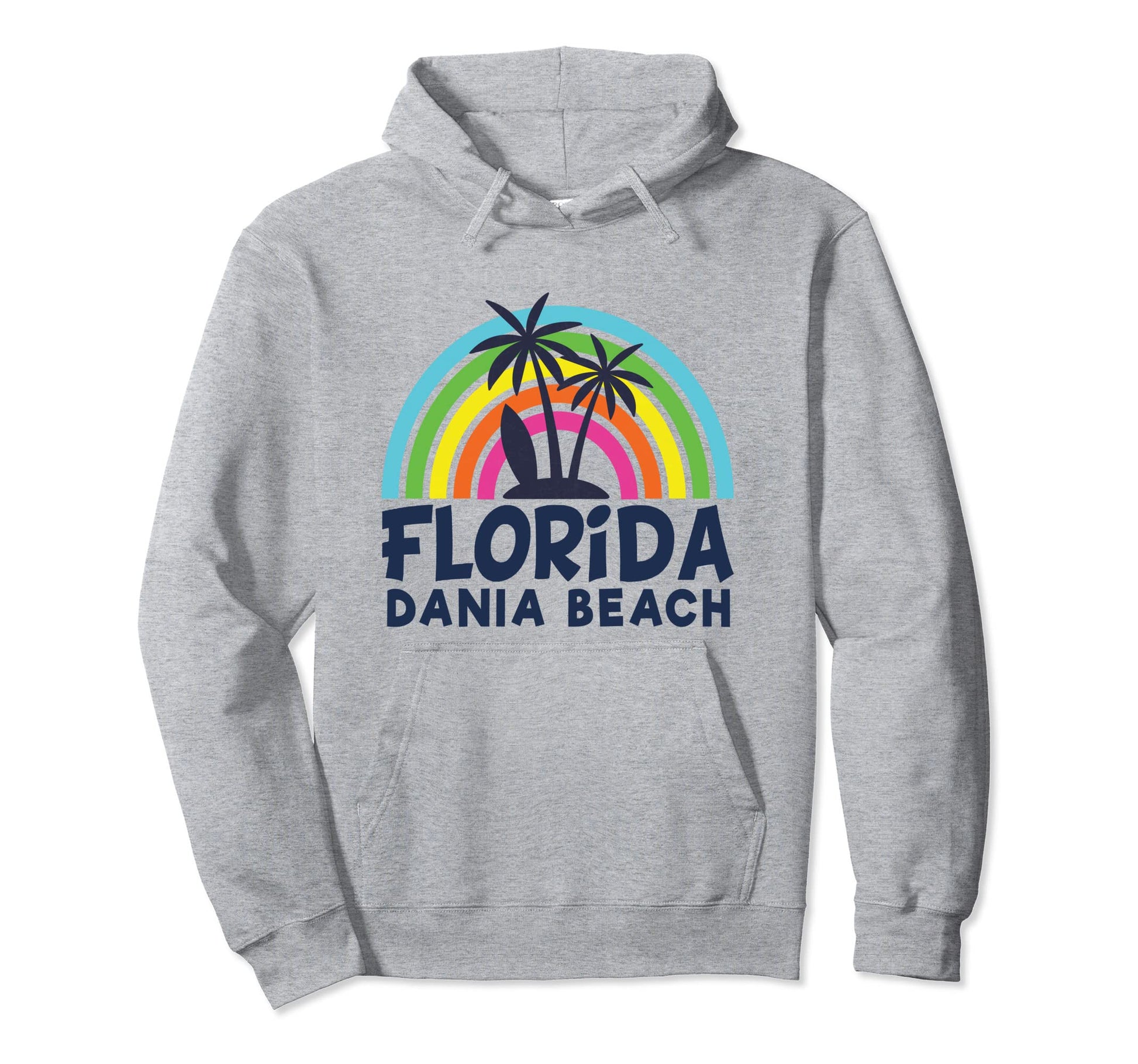 Dania Beach Fl 70S 80S Rainbow Hoodie - Casual Everyday Wear for Adults - T-Shirt, Sweatshirt, Hoodie