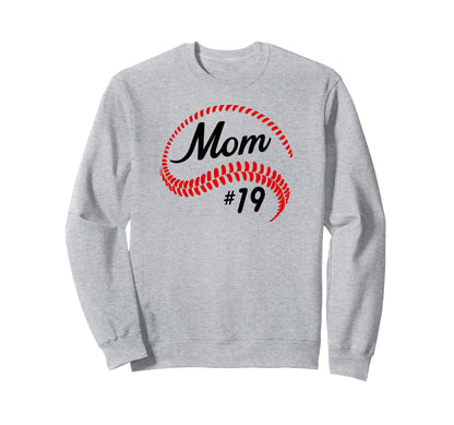 Baseball Softball 19 Baseball Mom Sweatshirt - Minimalist Print Men Women - T-Shirt, Sweatshirt, Hoodie