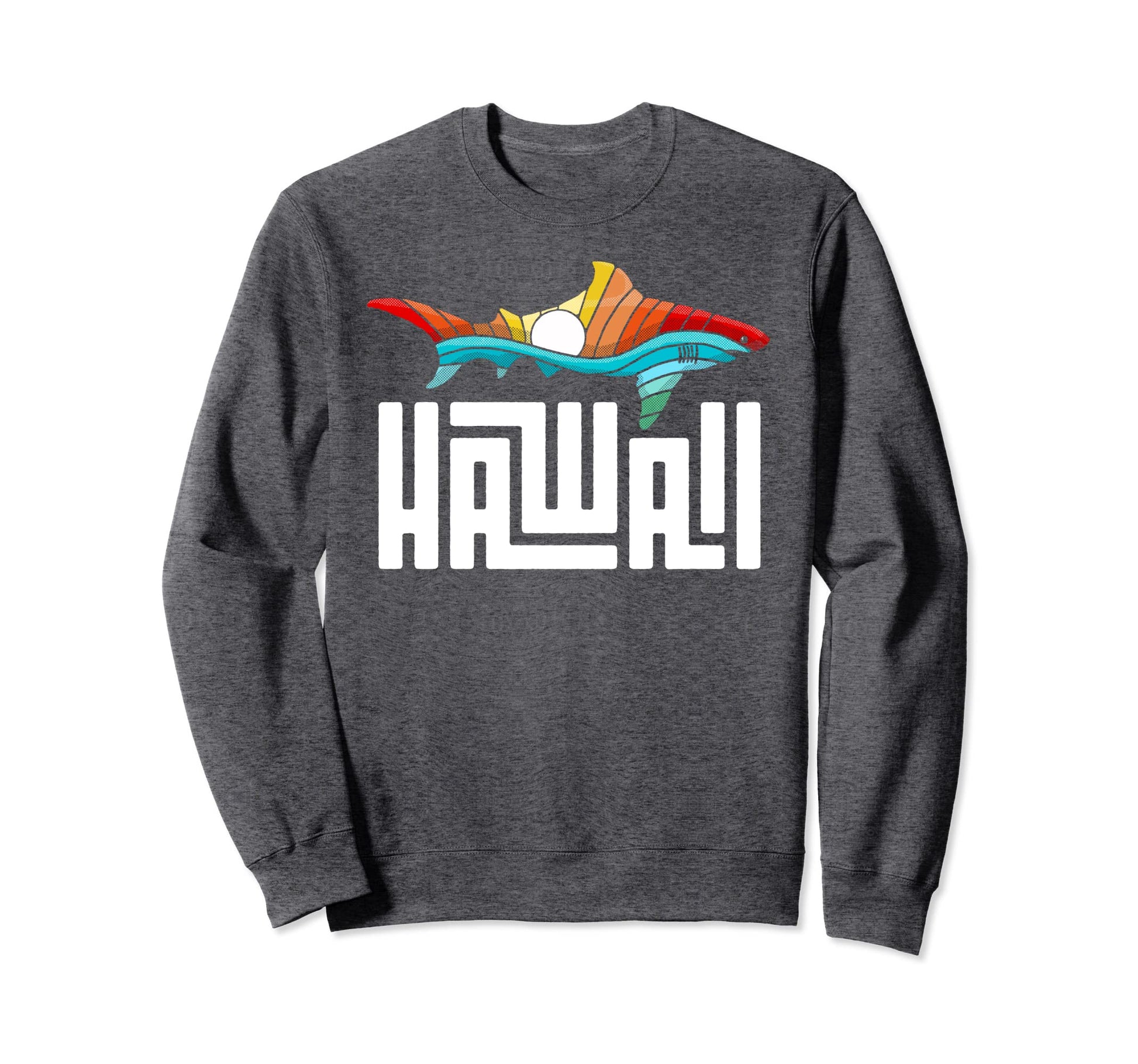 Hawaii Rainbow Shark Sweatshirt - Graphic Print Men Women - T-Shirt, Sweatshirt, Hoodie