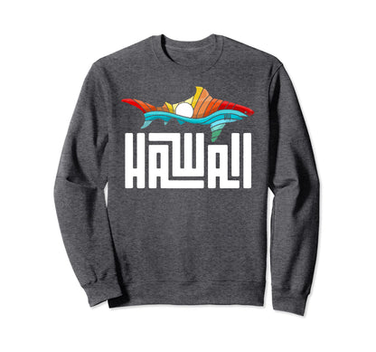 Hawaii Rainbow Shark Sweatshirt - Graphic Print Men Women - T-Shirt, Sweatshirt, Hoodie