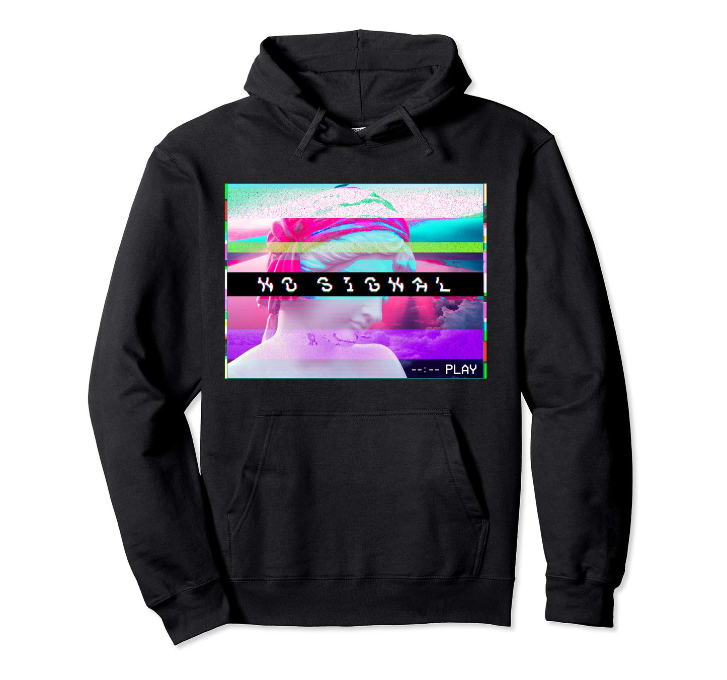 Vaporwave No Signal Synthwave Glitch Hoodie - Streetwear Style Men Women - T-Shirt, Sweatshirt, Hoodie