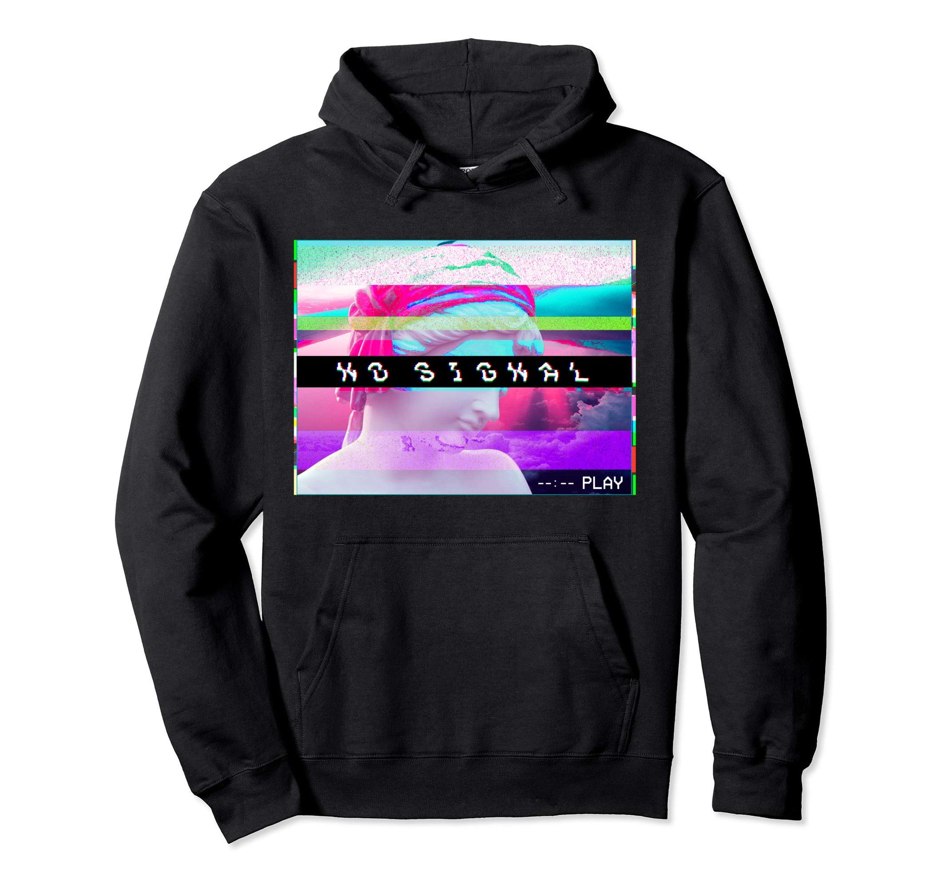 Vaporwave No Signal Synthwave Glitch Hoodie - Streetwear Style Men Women - T-Shirt, Sweatshirt, Hoodie