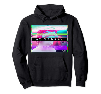 Vaporwave No Signal Synthwave Glitch Hoodie - Streetwear Style Men Women - T-Shirt, Sweatshirt, Hoodie