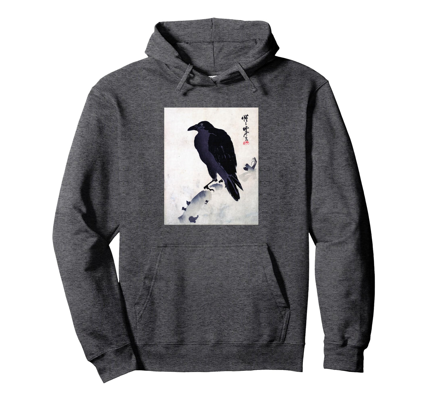 Japanese Crow Ink Art Traditional Hoodie - Fun Novelty Design Men Women - T-Shirt, Sweatshirt, Hoodie