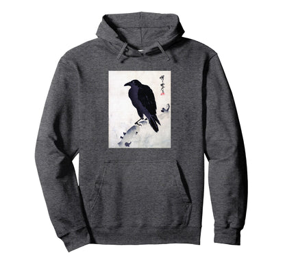 Japanese Crow Ink Art Traditional Hoodie - Fun Novelty Design Men Women - T-Shirt, Sweatshirt, Hoodie