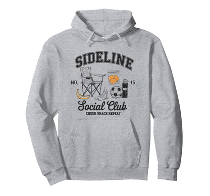 Sideline Social Club Soccer Mom Game Day Hoodie - Graphic Print for Adults - T-Shirt, Sweatshirt, Hoodie