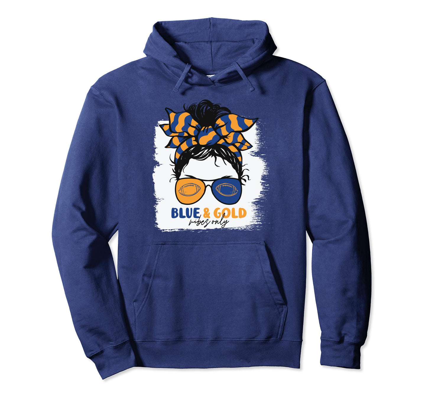Blue And Gold Vibes Only Football Hoodie - Fun Novelty Design for Adults - T-Shirt, Sweatshirt, Hoodie