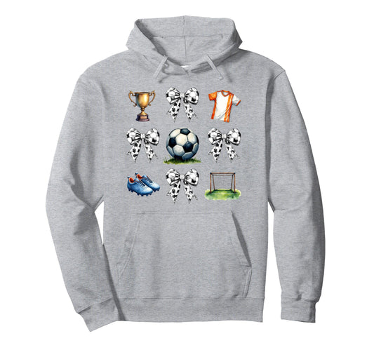 Coquette Bow Soccer Game Days Soccer Mom Hoodie - Unique Graphic Unisex - T-Shirt, Sweatshirt, Hoodie