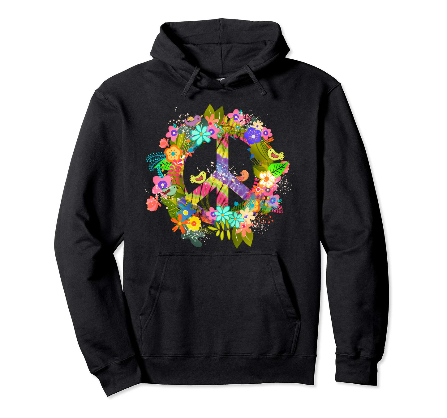 Peace Sign Hippie Wreath Boho Hoodie - Casual Everyday Wear for Adults - T-Shirt, Sweatshirt, Hoodie