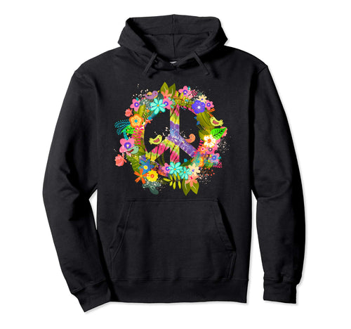 Peace Sign Hippie Wreath Boho Hoodie - Casual Everyday Wear for Adults - T-Shirt, Sweatshirt, Hoodie