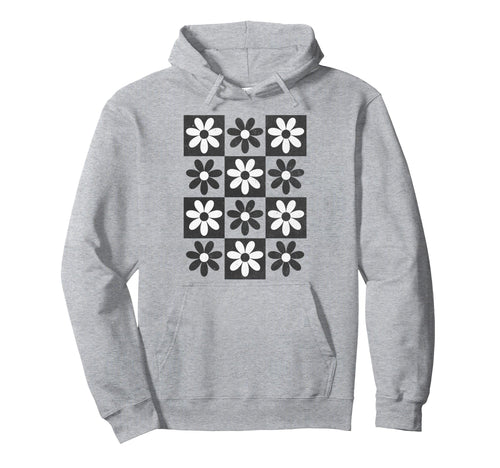 Checkerboard Checkered Boho Flowers Hoodie - Unique Graphic Men Women - T-Shirt, Sweatshirt, Hoodie