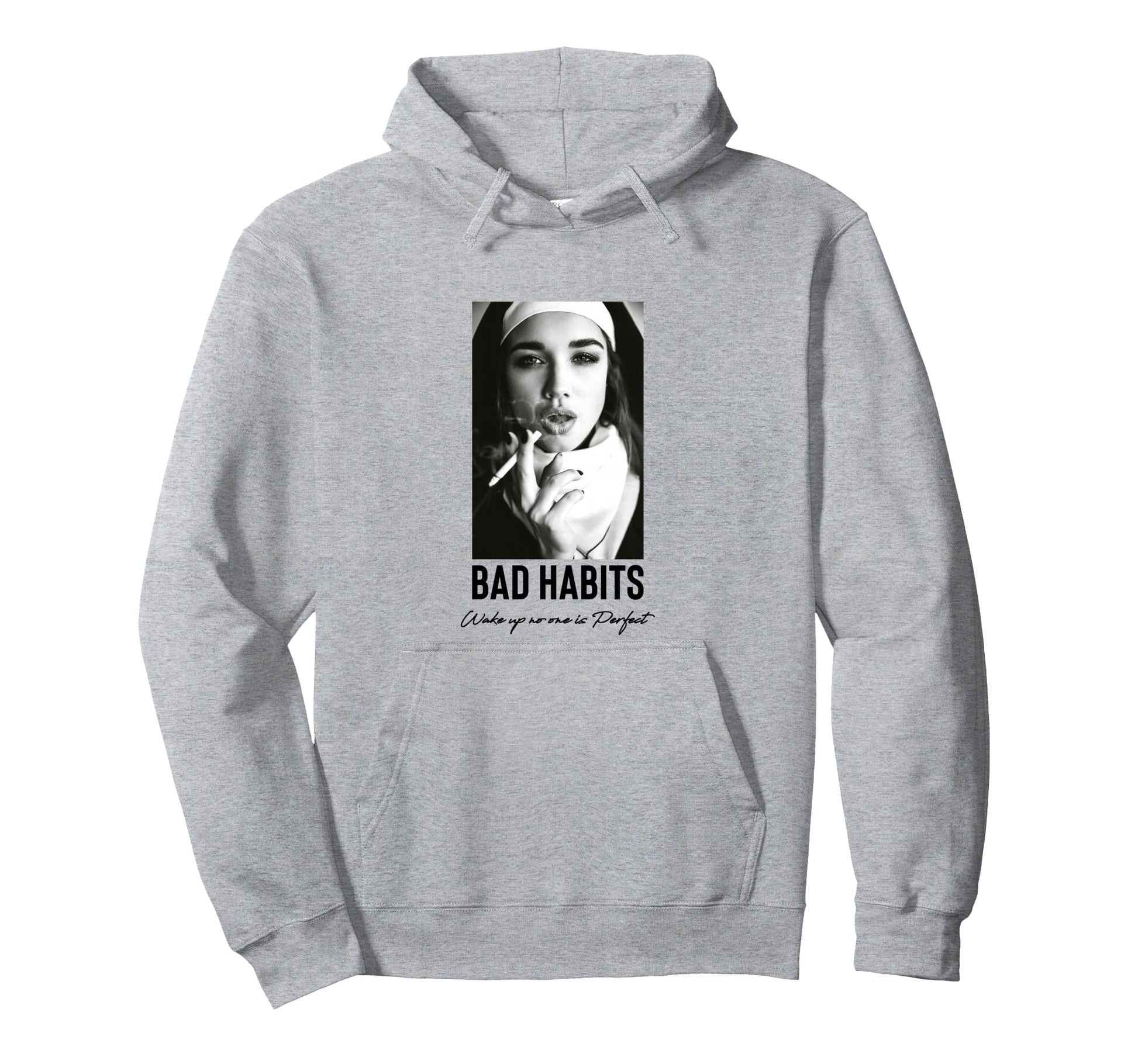 Bad Habits Nun Aesthetic Edgy Streetwear Hoodie - Graphic Print Men Women - T-Shirt, Sweatshirt, Hoodie