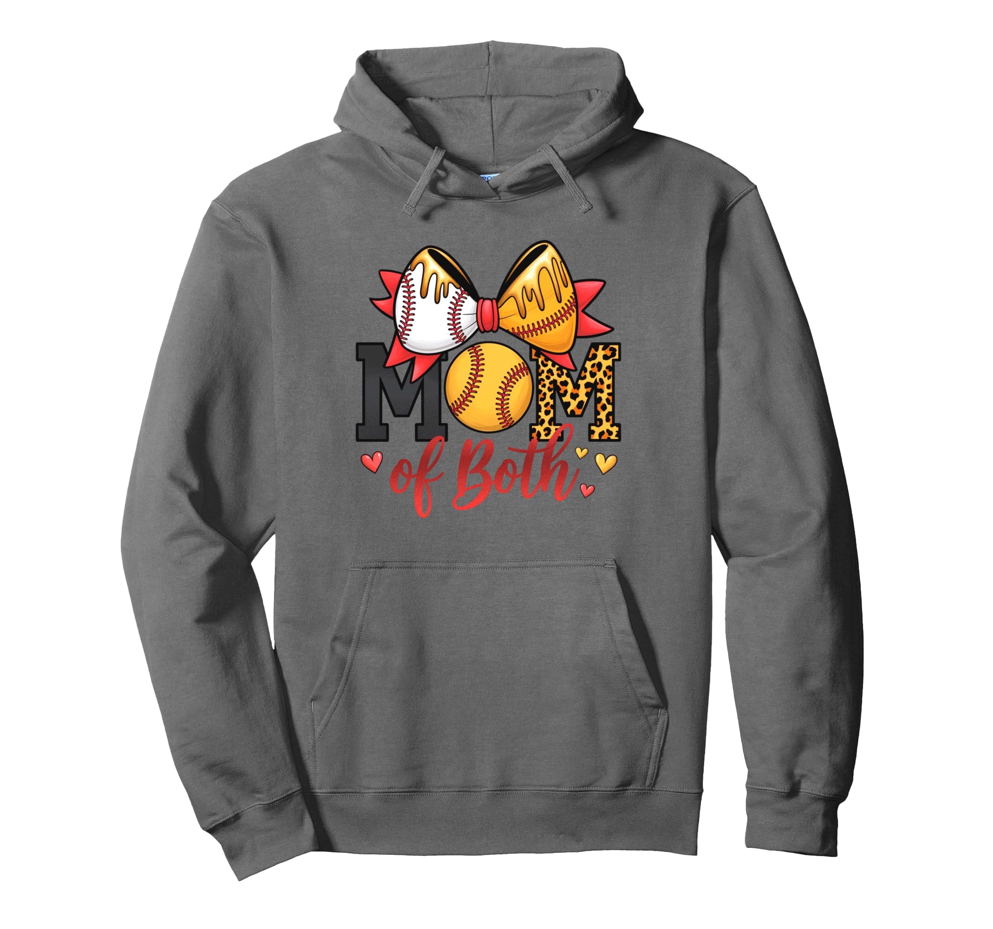 Mom Both Leopard Game Day Baseball Hoodie - Minimalist Print for Adults - T-Shirt, Sweatshirt, Hoodie