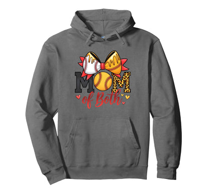 Mom Both Leopard Game Day Baseball Hoodie - Minimalist Print for Adults - T-Shirt, Sweatshirt, Hoodie