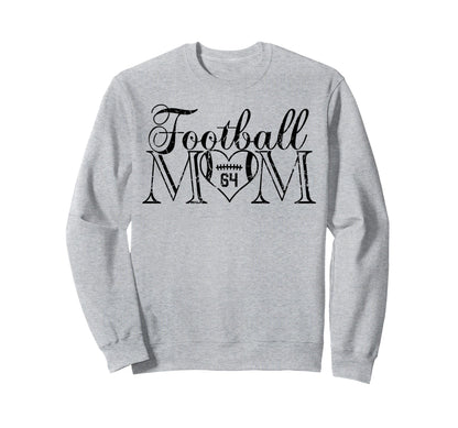 Football Mom Black Number 64 Jersey Sweatshirt - Unique Graphic for Adults - T-Shirt, Sweatshirt, Hoodie