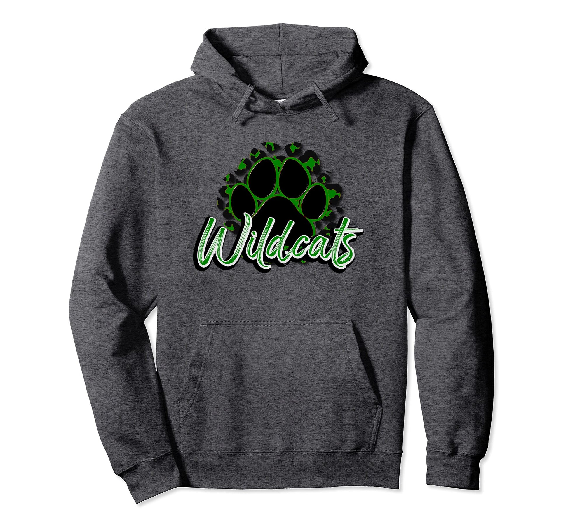 Wildcats Green Black Cheetah School Hoodie - Fun Novelty Design for Adults - T-Shirt, Sweatshirt, Hoodie