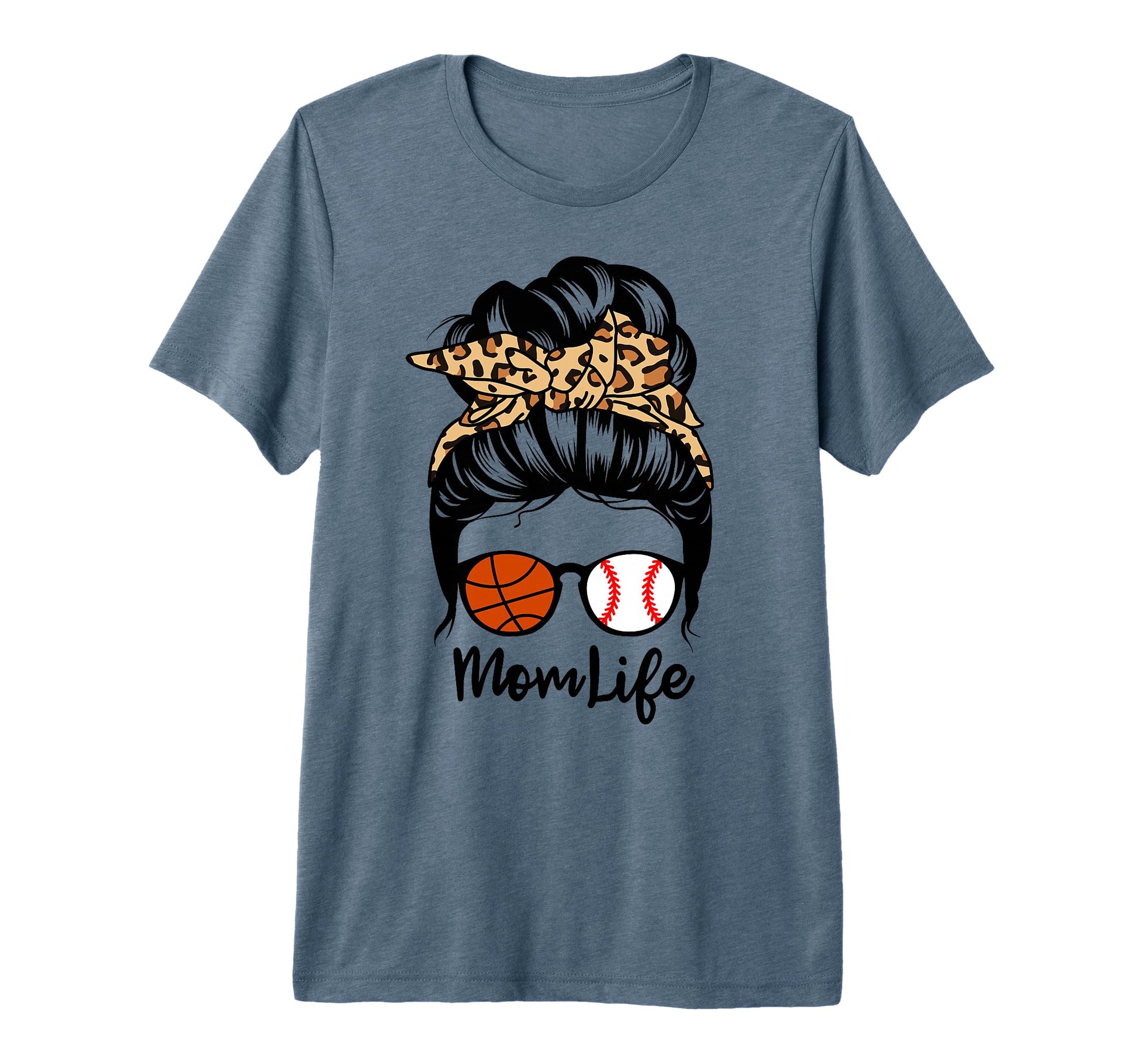 Mom Life Messy Bun Hair Funny Baseball T-Shirt - Custom Art Print Unisex - T-Shirt, Sweatshirt, Hoodie