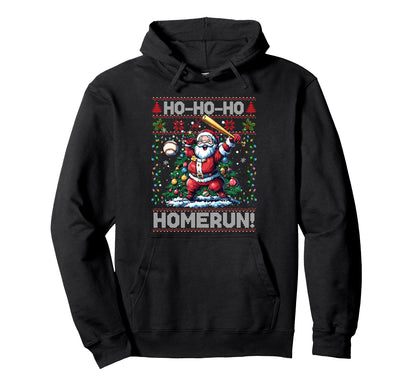 Merry Santa Playing Baseball Hoodie - Casual Everyday Wear Men Women - T-Shirt, Sweatshirt, Hoodie