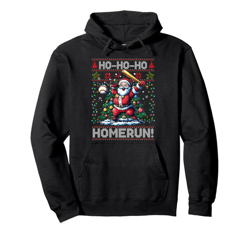 Merry Santa Playing Baseball Hoodie - Casual Everyday Wear Men Women - T-Shirt, Sweatshirt, Hoodie