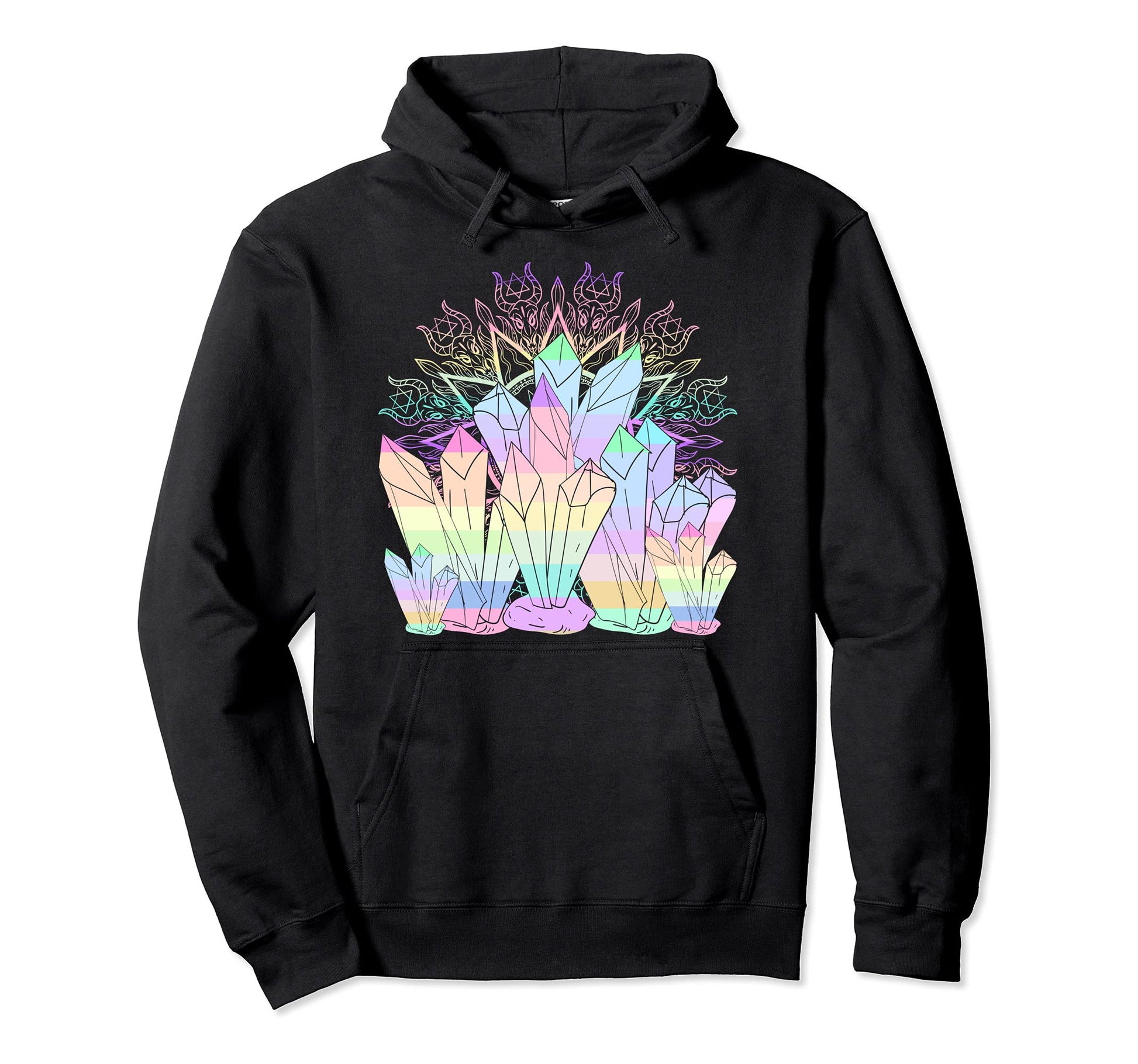Crystals Pagan Occult Witchcraft Hoodie - Minimalist Print for Adults - T-Shirt, Sweatshirt, Hoodie