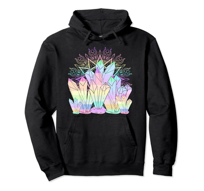 Crystals Pagan Occult Witchcraft Hoodie - Minimalist Print for Adults - T-Shirt, Sweatshirt, Hoodie