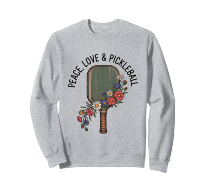 Peace Love Pickleball Boho Outfit Sweatshirt - Novelty Apparel for Adults - T-Shirt, Sweatshirt, Hoodie