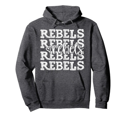 Rebels Distressed Lettering Trendy Hoodie - Custom Art Print for Adults - T-Shirt, Sweatshirt, Hoodie