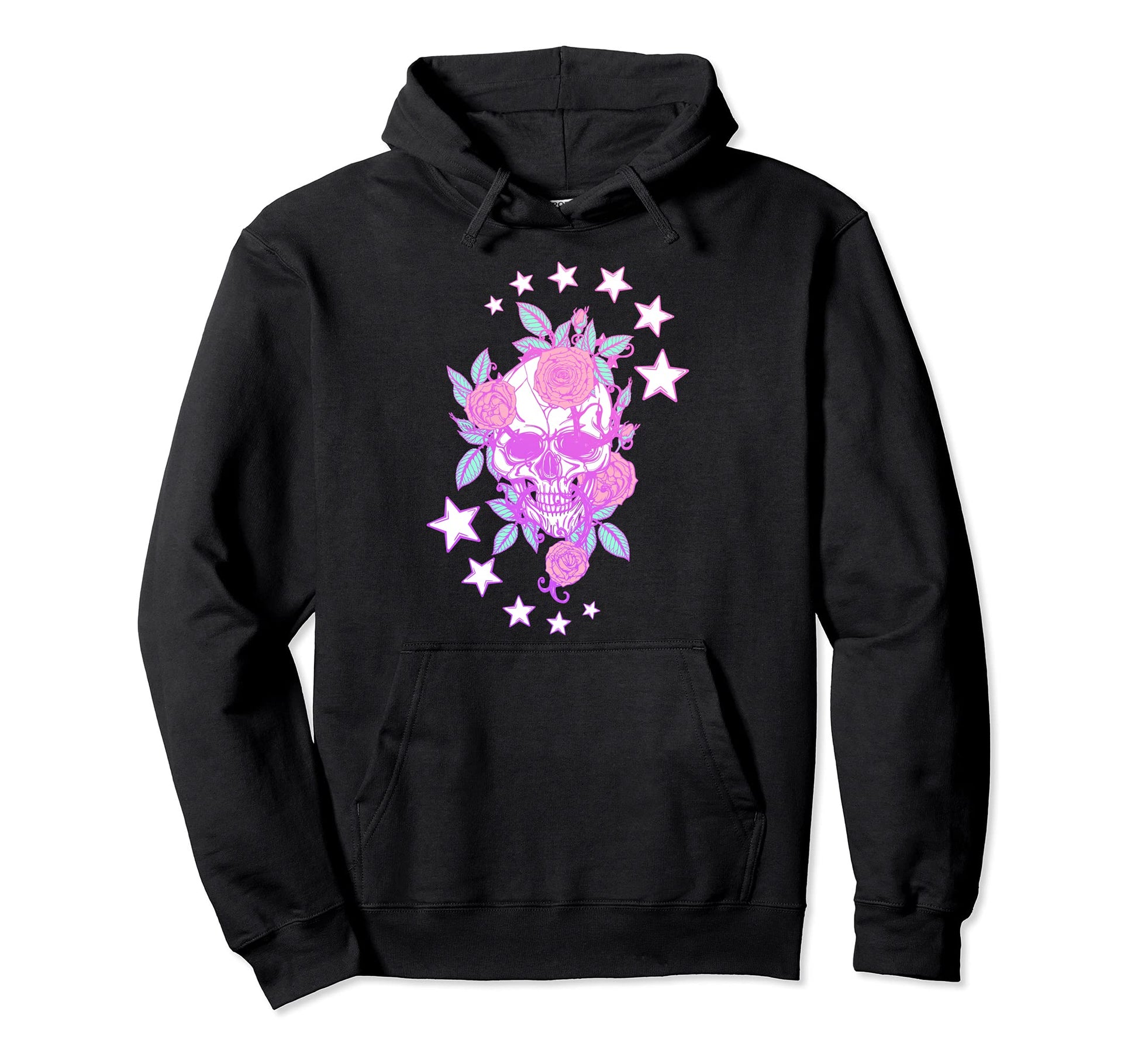 Pastel Gothic Skull Roses Aesthetic Hoodie - Aesthetic Graphic Unisex - T-Shirt, Sweatshirt, Hoodie