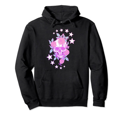 Pastel Gothic Skull Roses Aesthetic Hoodie - Aesthetic Graphic Unisex - T-Shirt, Sweatshirt, Hoodie