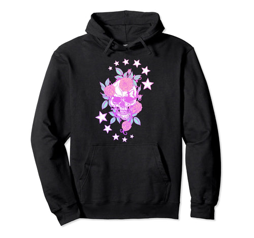 Pastel Gothic Skull Roses Aesthetic Hoodie - Aesthetic Graphic Unisex - T-Shirt, Sweatshirt, Hoodie