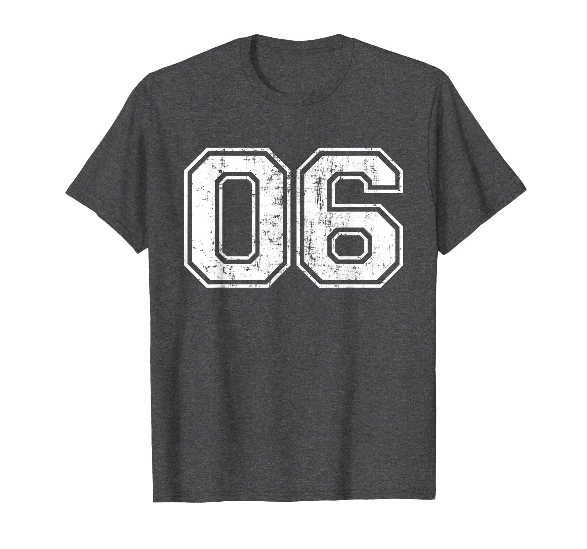 Number 06 Six Varsity Distressed Sport T-Shirt - Minimalist Print Unisex - T-Shirt, Sweatshirt, Hoodie