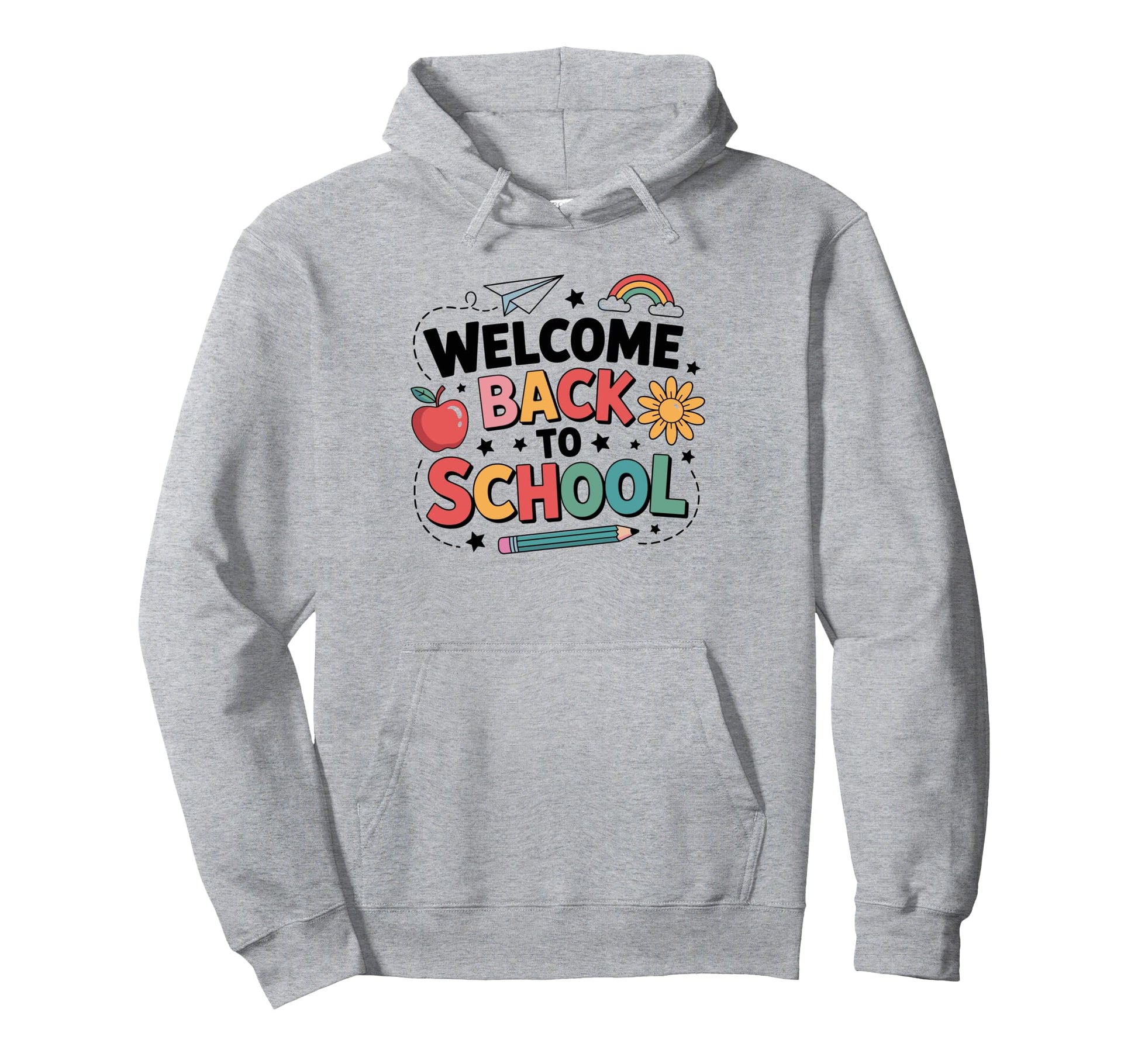 Welcome Back To School Colorful Hoodie - Minimalist Print for Adults - T-Shirt, Sweatshirt, Hoodie