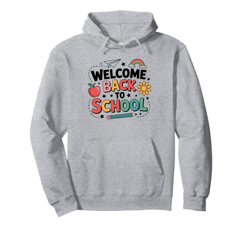 Welcome Back To School Colorful Hoodie - Minimalist Print for Adults - T-Shirt, Sweatshirt, Hoodie