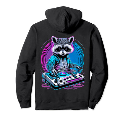 Retrowave Raccoon Dj Techno Synthwave Hoodie - Casual Everyday Wear Unisex - T-Shirt, Sweatshirt, Hoodie