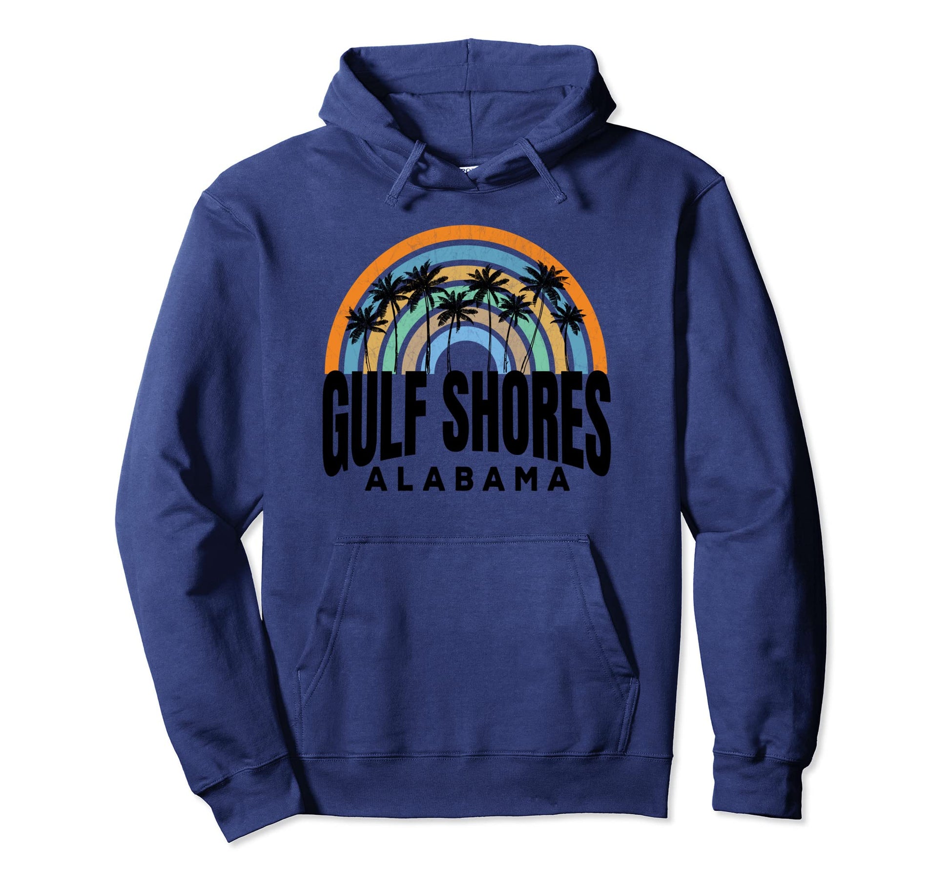 Rainbow Gulf Shores Palms 80S 70S Era Hoodie - Custom Art Print for Adults - T-Shirt, Sweatshirt, Hoodie