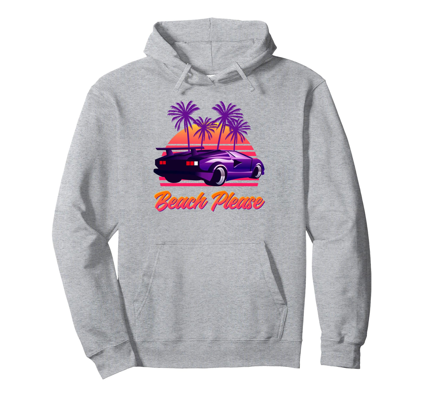 Beach Please Futuristic Vaporwave Hoodie - Novelty Apparel for Adults - T-Shirt, Sweatshirt, Hoodie