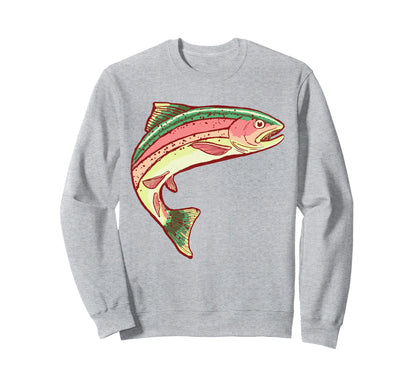 Rainbow Trout Fishing Fish Heather Sweatshirt - Novelty Apparel Men Women - T-Shirt, Sweatshirt, Hoodie