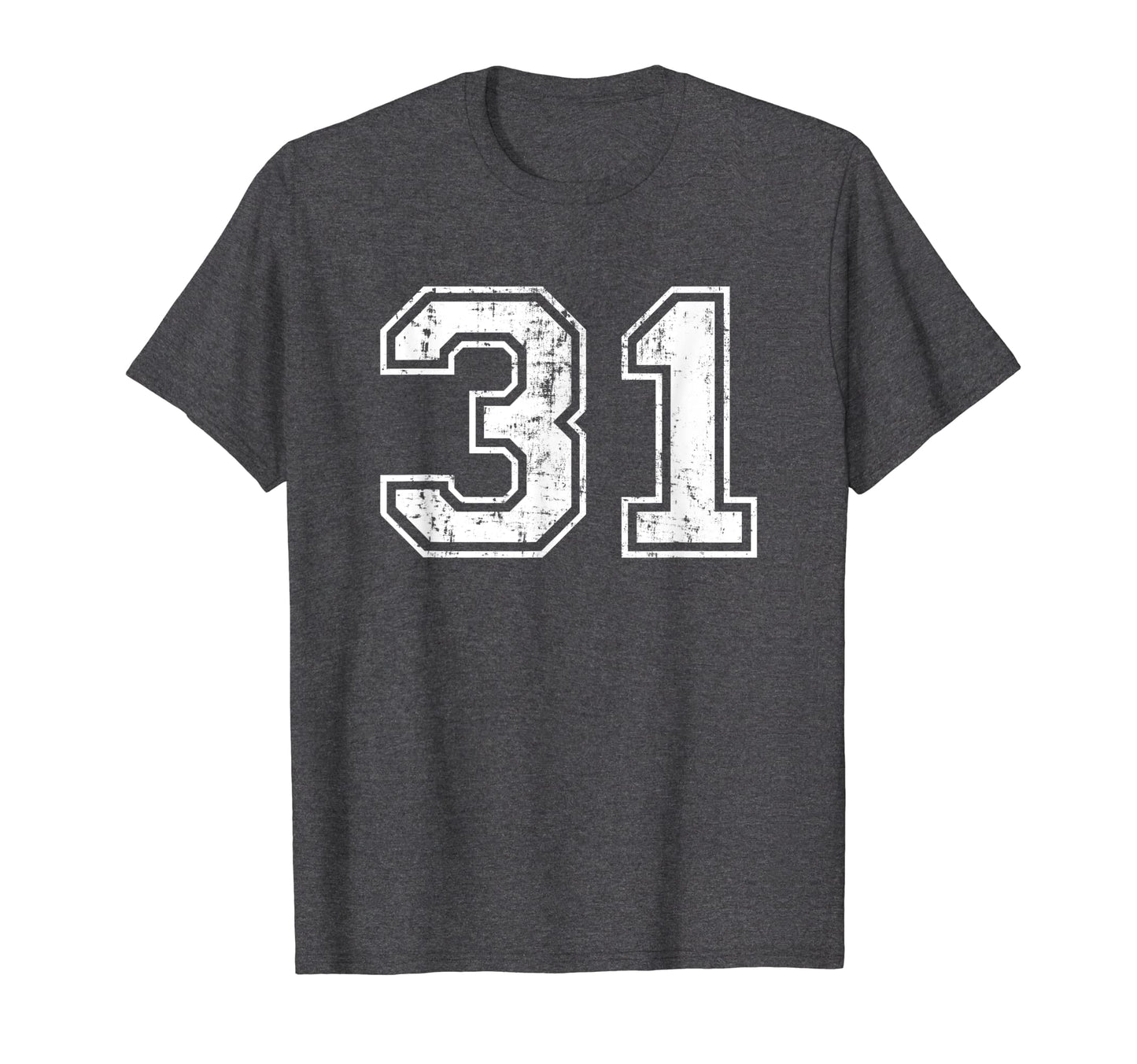 Number 31 Varsity Distressed Sports Team T-Shirt - Unique Graphic Unisex - T-Shirt, Sweatshirt, Hoodie