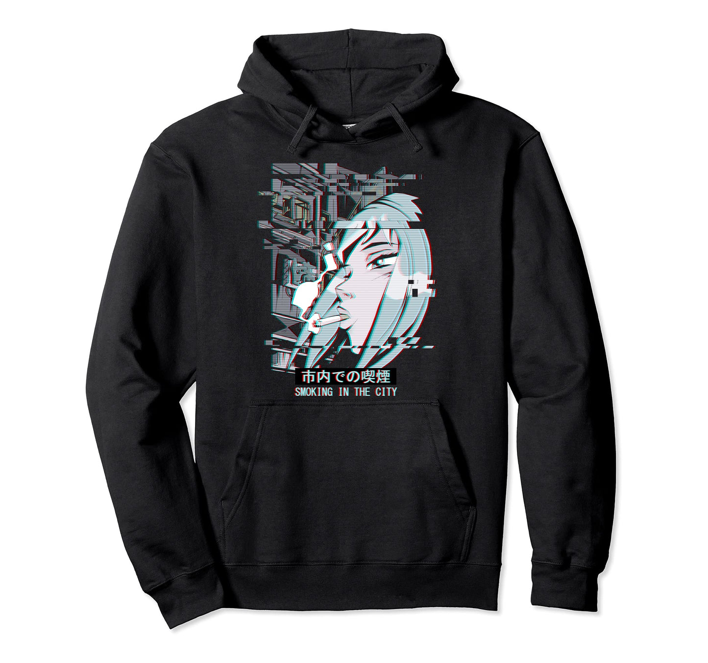 Vaporwave Japan Street Glitch Hoodie - Casual Everyday Wear Men Women - T-Shirt, Sweatshirt, Hoodie