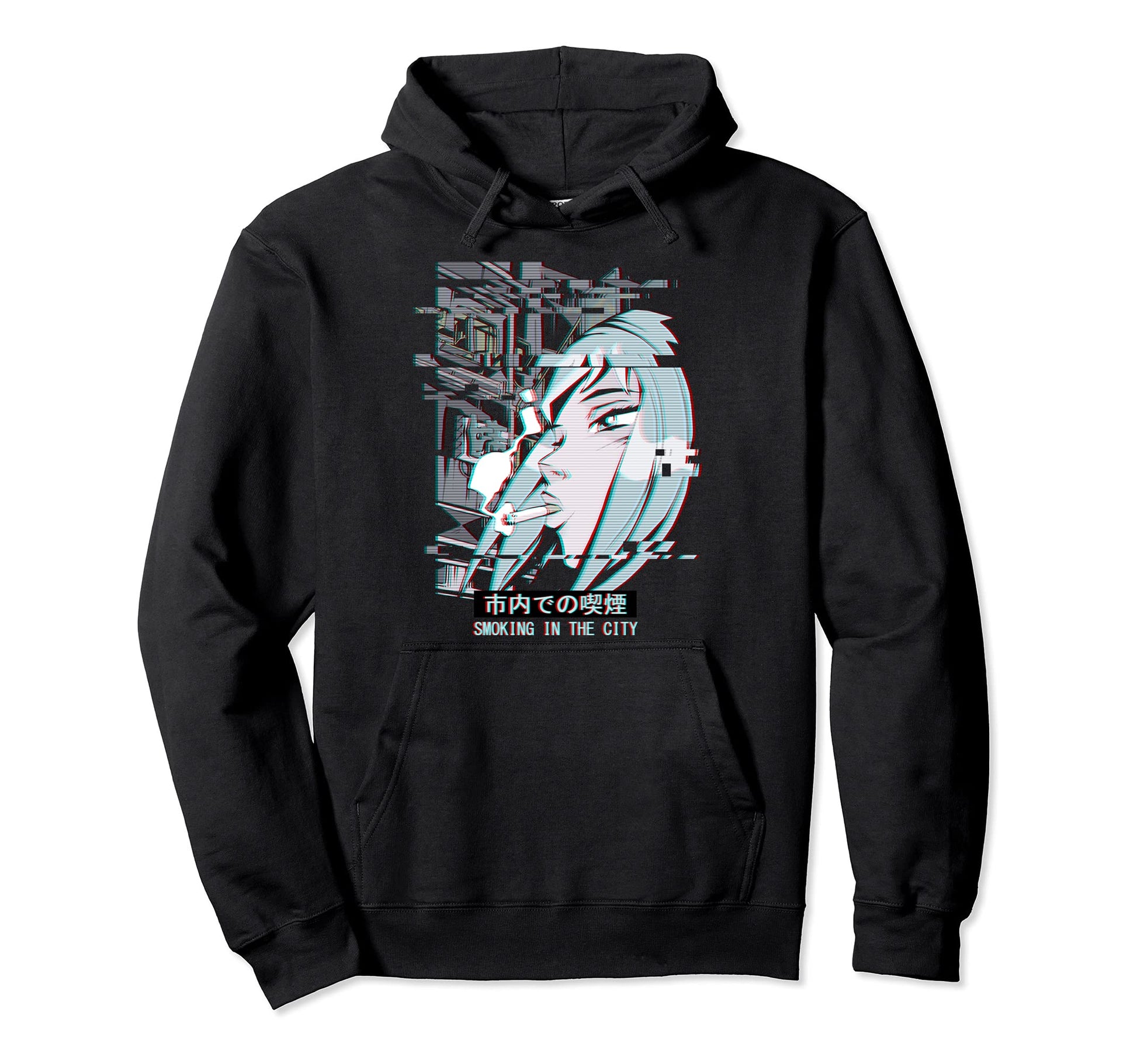 Vaporwave Japan Street Glitch Hoodie - Casual Everyday Wear Men Women - T-Shirt, Sweatshirt, Hoodie