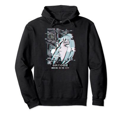 Vaporwave Japan Street Glitch Hoodie - Casual Everyday Wear Men Women - T-Shirt, Sweatshirt, Hoodie