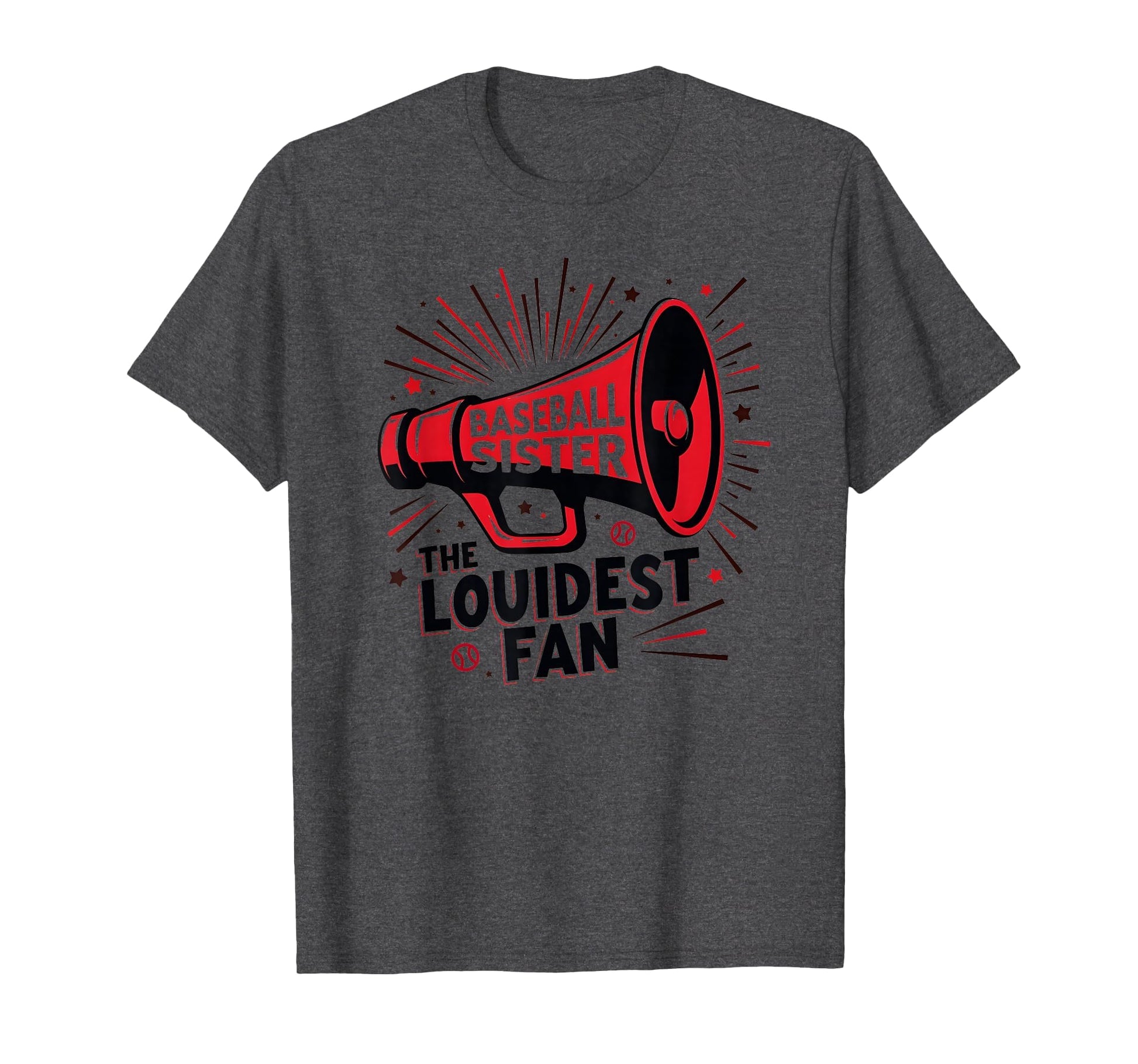 Baseball Sister Loudest Fan Megaphone T-Shirt - Custom Art Print Men Women - T-Shirt, Sweatshirt, Hoodie