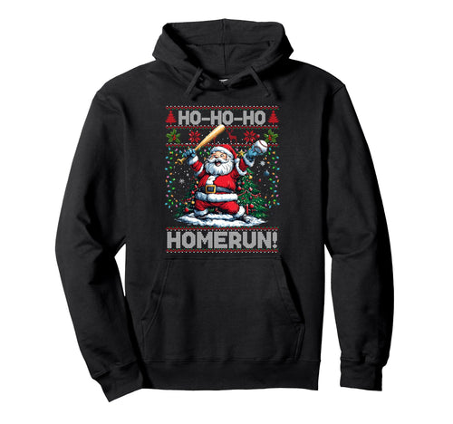 Merry Santa Playing Baseball Ballplayers Hoodie - Unique Graphic Men Women - T-Shirt, Sweatshirt, Hoodie